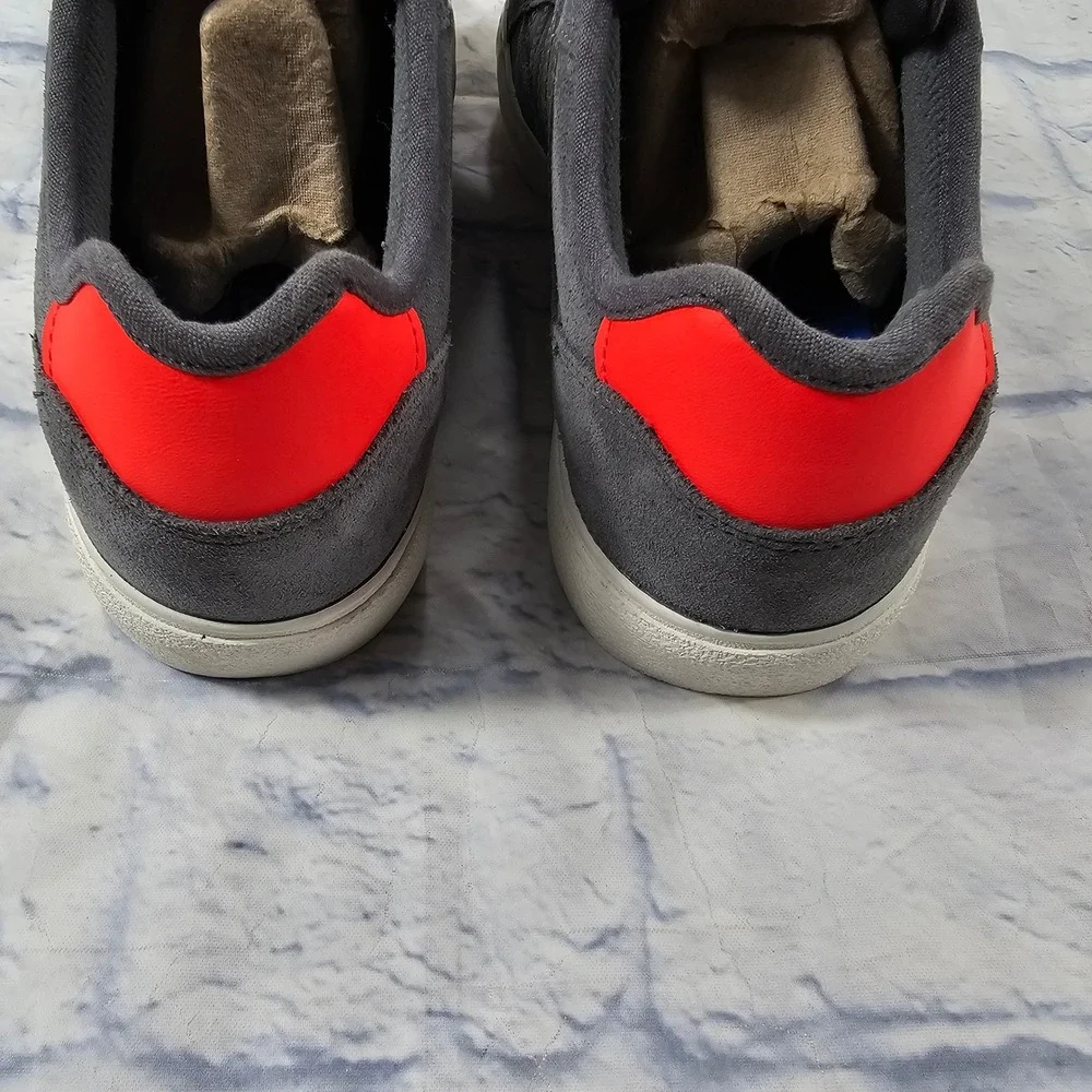 Adidas Court TNS Premiere Sneakers Mens 8 Grey Solar Red Suede Low Top JQ1037